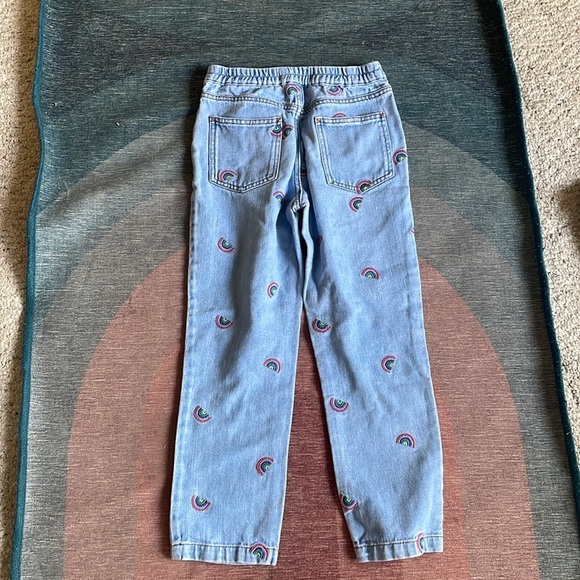 Mini Boden Kids Blue Denim Pants with Rainbow Embroidery - Picture 6 of 6